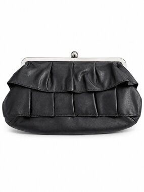 1980's Candies Genuine Leather Clutch Purse, Black, Lined, Retro,‎ Collectible